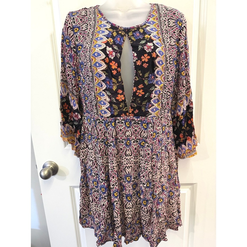 NEW Angie Womens Boho Dress Paisley Floral Mini Medium Festival Coachella Flowy